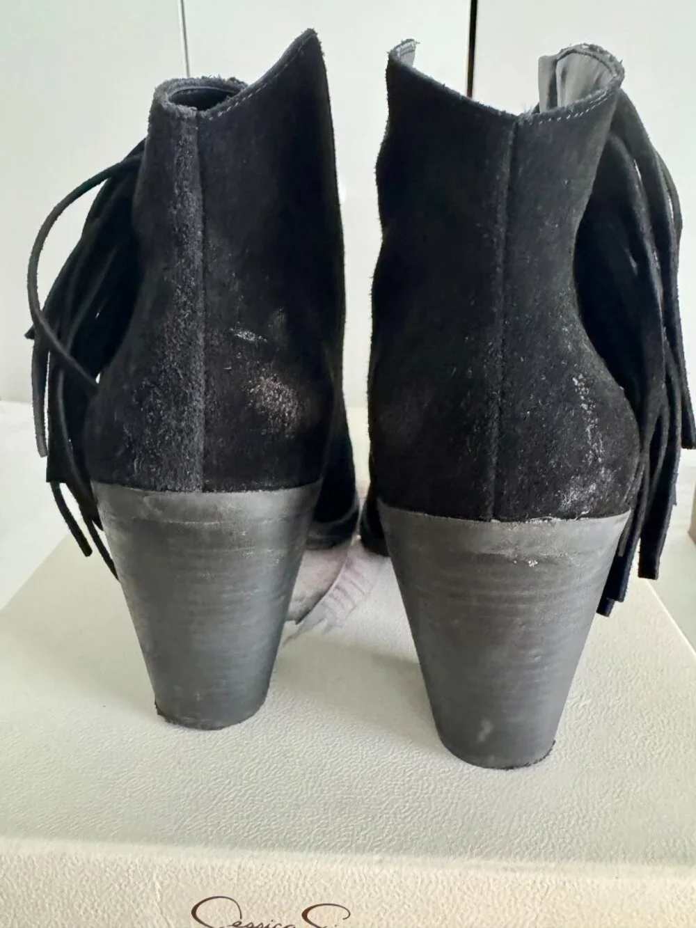 Jessica Simpson Conley Black Split Suede Boots Women's Fashion Ankle Boots